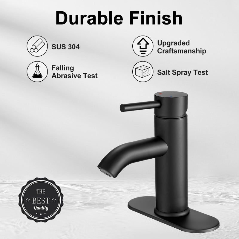 VOTON Black Bathroom Faucet Single Handle Matte Black Bathroom Sink Faucet Rv Lavatory Vessel Faucet for Bathroom Faucet 1 or 3 Hole with Deck Plate - Image 3